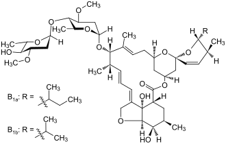 Structuurformule van avermectine B1a  R = sec-butyl