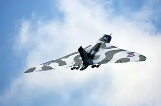 Een Avro Vulcan van het hetzelfde type als gebruikt bij operatie Black Buck