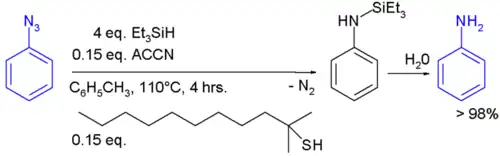 Azidereductie door tri-ethylsilylhydride