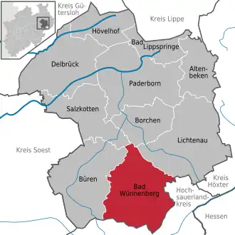 Kaart van Bad Wünnenberg