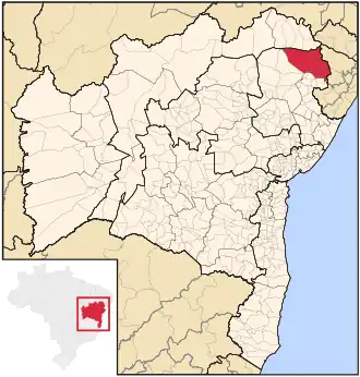Ligging van de Braziliaanse microregio Jeremoabo in Bahia