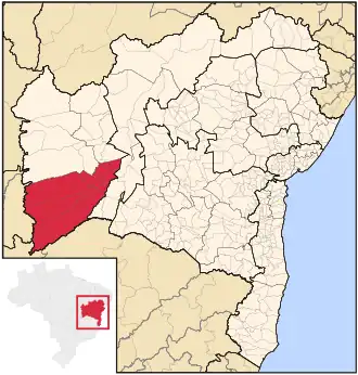 Ligging van de Braziliaanse microregio Santa Maria da Vitória in Bahia