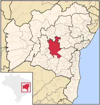 Ligging van de Braziliaanse microregio Seabra in Bahia