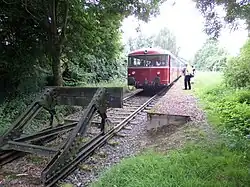 Het einde van de lijn met stootjuk te Vetschau.