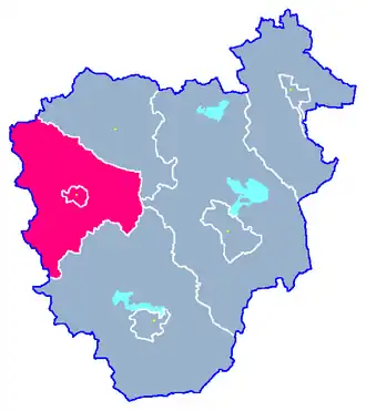 Ligging van de gemeente binnen de powiat