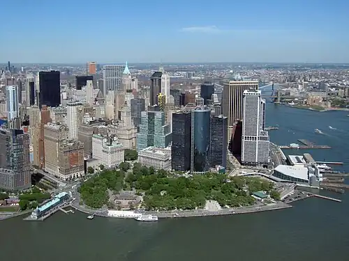 Lower Manhattan met Battery Park in 2010