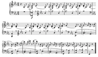 Eerste maten van het laatste deel: Presto con fuoco