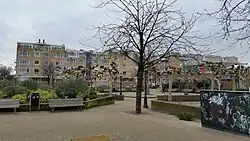 Nicolaas Beetsplantsoen met parkje en op de achtergrond de bebouwing met adres N. Beetsplantsoen, 2019