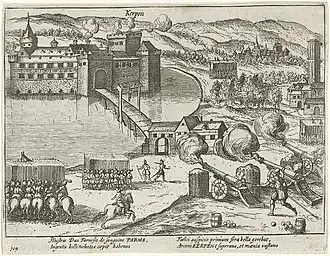 Beleg van Kerpen bij Gullik door de troepen van Farnese.