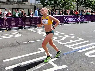 Tijdens de marathon op de OS van Londen, 2012