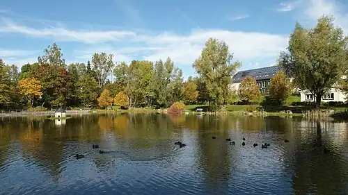Visvijver voor de school in het Wilhelm Schmidtpark