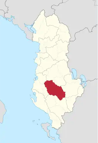 Ligging van Berat binnen Albanië