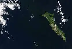 Satellietfoto van Beringeiland