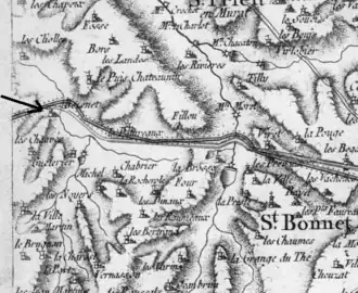 Bézenet op de Cassinikaart