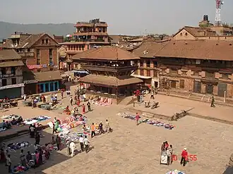 Het Taumadhiplein in Bhaktapur.