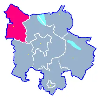 Ligging van de gemeente binnen de powiat