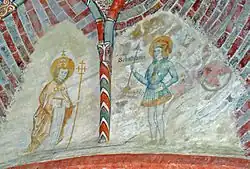 Links Gregorius de Grote en rechts de heilige Sebastiaan