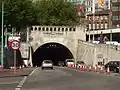 De ingang van de Queenswaytunnel in Liverpool