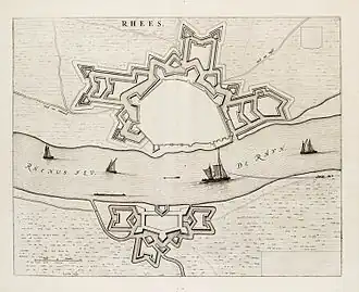 Kaart van Rees door Joan Blaeu