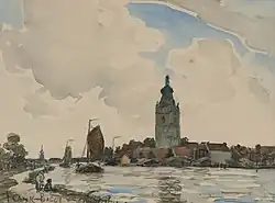 Kanaal bij Overschie, aquarel