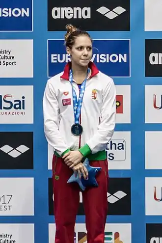 Boglárka Kapás tijdens de EK kortebaan 2015