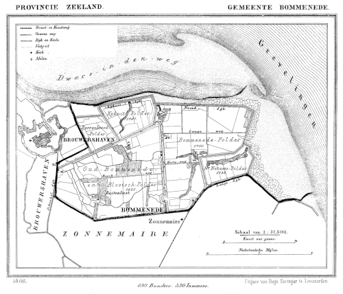 Gemeente Bommenede, 1866 (J. Kuyper, Uitgave Hugo Suringar Leeuwarden)