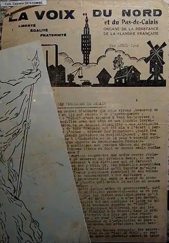 Uitgave van 1 april 1942 van La Voix du Nord als (toen nog) verzetskrant