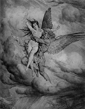 Boreas en Oreithyia. Door Heinrich Lossow (1840-1897)