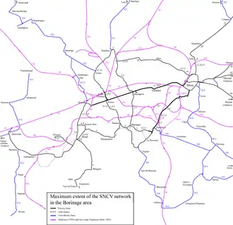 Kaart van de buurtspoorlijnen in de Borinagestreek, Buurtspoorwegen in de Borinage