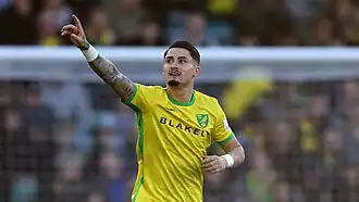 Sainz in het shirt van Norwich City