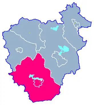 Ligging van de gemeente binnen de powiat