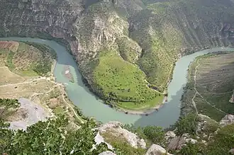 De rivier de Botan in het Nationaal Park Botan Vallei in het district Siirt