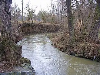 De rivier Botič bij Záběhlice