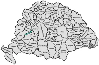 Ligging van het comitaat Brassó binnen Hongarije