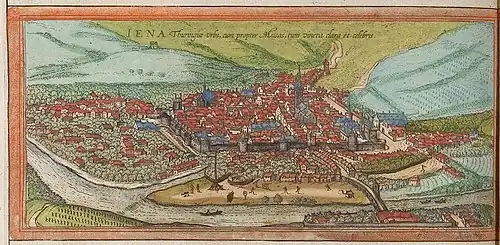 Kaart van Jena(1572), Civitates Orbis Terrarum, Georg Braun