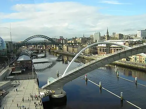 Bruggen over de rivier de Tyne in het centrum van Newcastle
