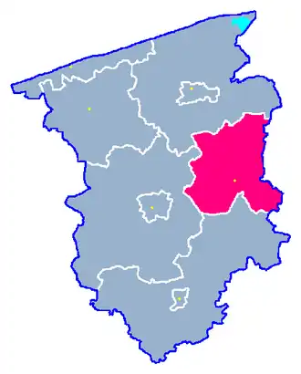 Ligging van de gemeente binnen de powiat