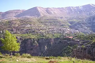 Bsharri gezien vanuit de Qadisha vallei