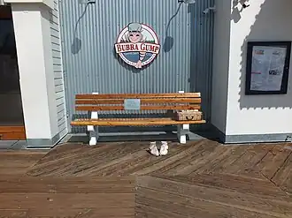 Forrest Gump-zitbank bij het restaurant in Santa Monica