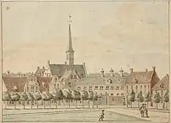 Prinsenhof gezien vanaf het Martinikerkhof (Jan Bulthuis, 1786)