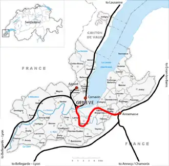 Spoorlijn Genève - Annemasse op de kaart