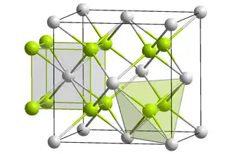 Kristalstructuur van plutonium(IV)oxide ■&nbsp;Pu4+ ■&nbsp;O2−
