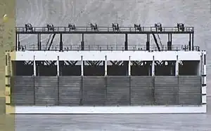 Model van de in het Volkerak gebruikte caissons