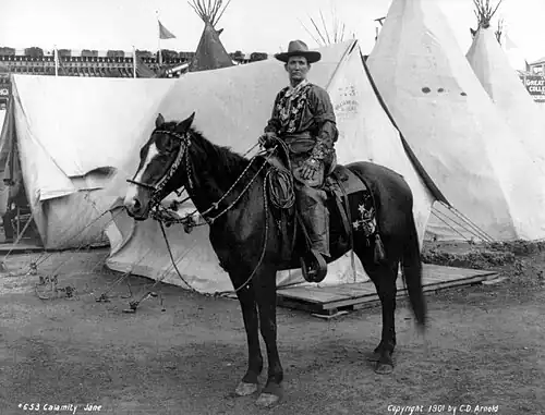 Calamity Jane te paard(1901), Charles Dudley Arnold, Library of Congress
