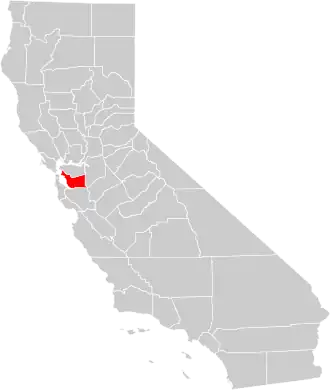 Locatie van Alameda County in Californië