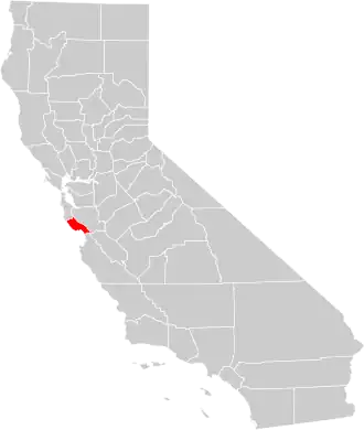 Locatie van Santa Cruz County in Californië