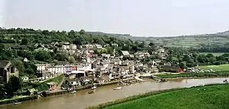 Zicht op Calstock vanaf het viaduct