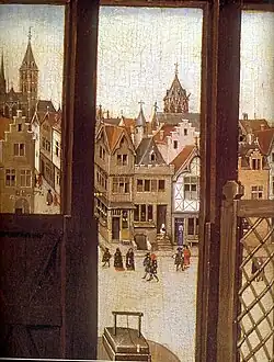 Middeleeuwse stad op het rechterpaneel