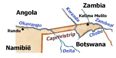 De Chobe vormt de grens tussen Namibië en Botswana