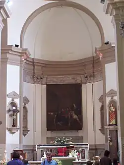 Het schilderij op zijn oorspronkelijke plaats in de Santa Lucia al Sepolcro